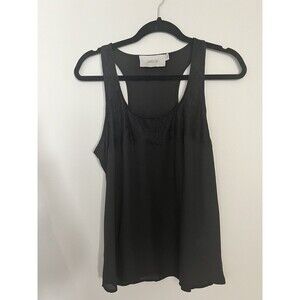 Creative Commune Black Tank with Lace Overlay at Neck - Large